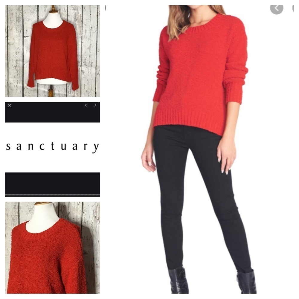 Sanctuary Red Textured Knit Crew Neck Sweater Women's MP